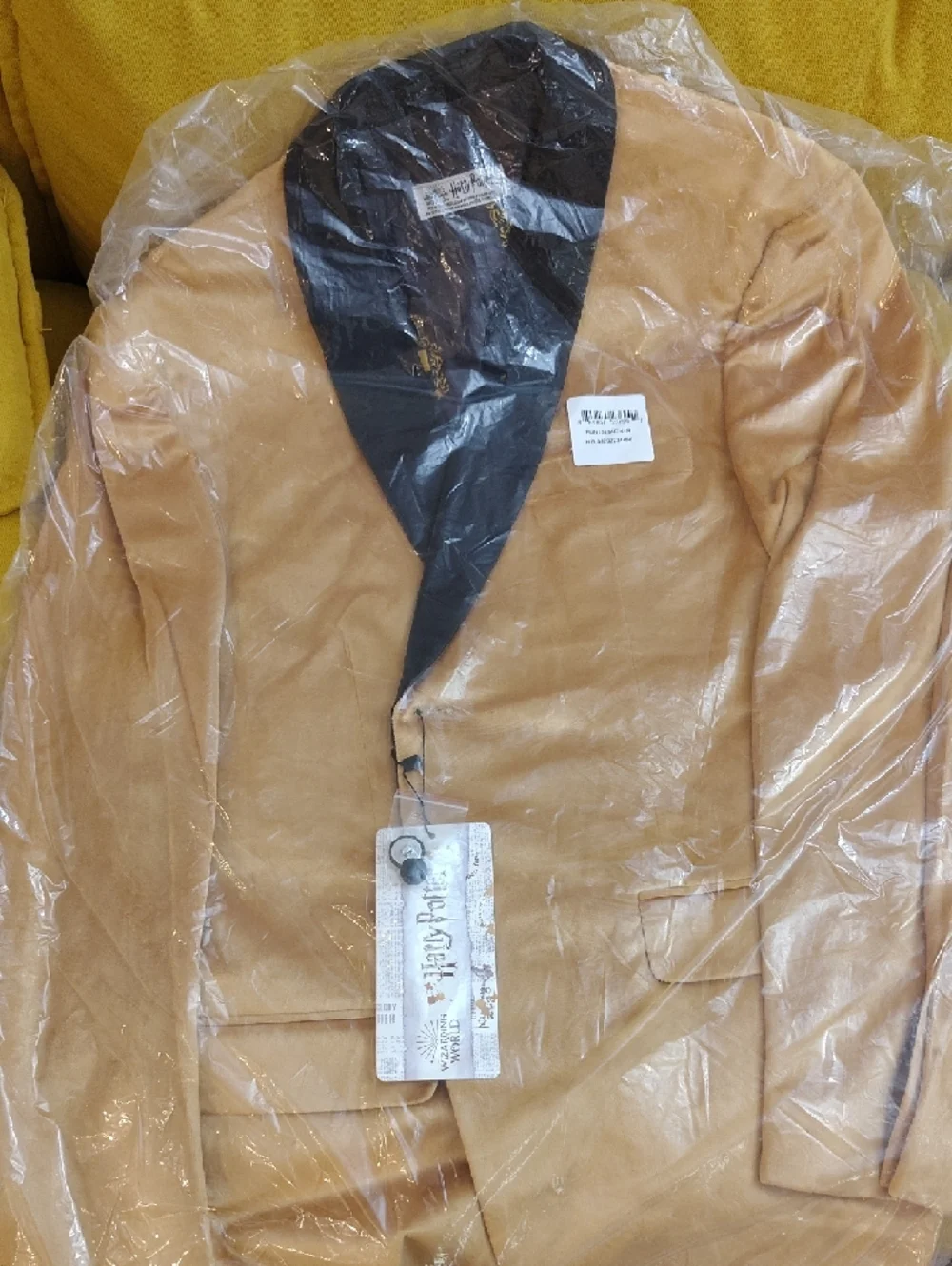 Warner Bros. Gold Velvet Blazer with Black Shawl Collar